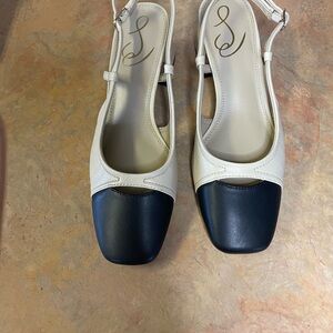 Sam Edelman Black and Cream Slingback Heels